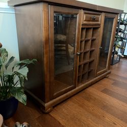 Wood Wine & Bar Cabinet with Glass Doors – Excellent Storage