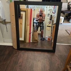 Wood Framed Mirror. 35 1/4"T X  41 1/2"W.