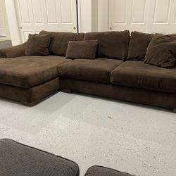Macy’s Dark Brown Sectional W Deep Seats