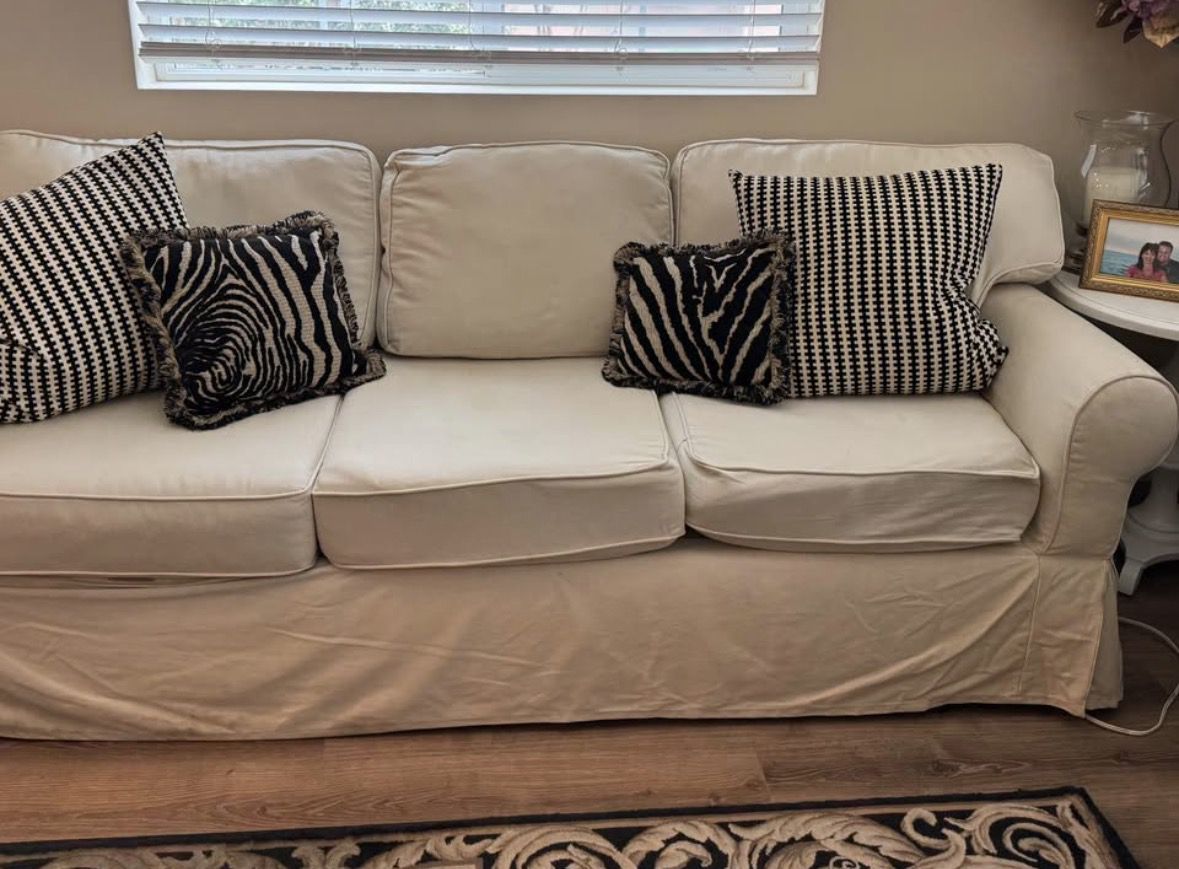 Sofa with slip covers that are washable