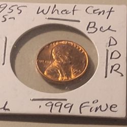 Error BU 1955 S Lincolin Wheat Cent DDO