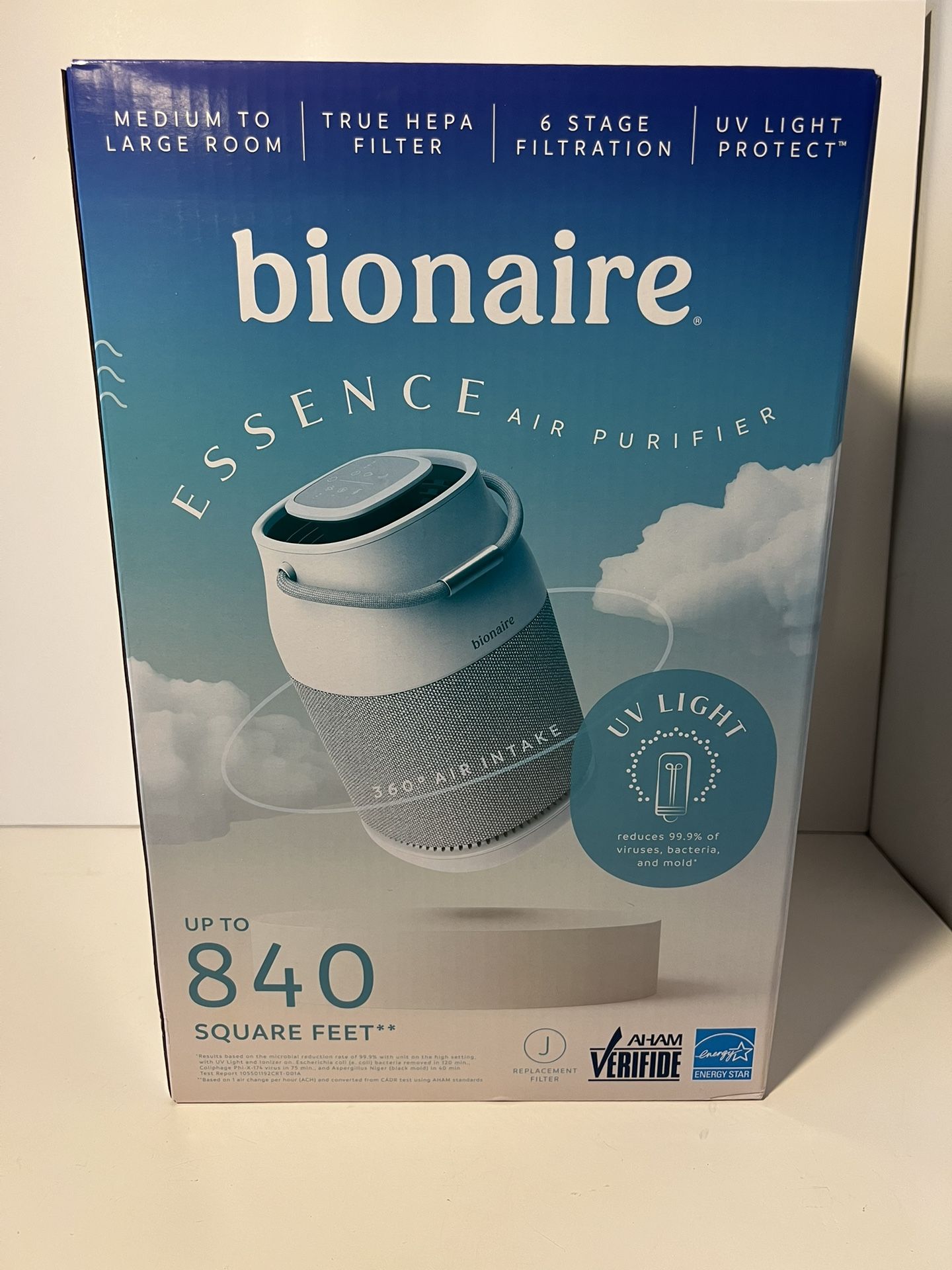 Bionaire - Air Purifier for Home, 360 UV Air Purifier with True HEPA Air Filter and UV Light Protect OBO