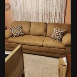 Camel Color Suede Like Sofa..Size 7ft Long..Brand New With Tag On It..very Comfortable!!