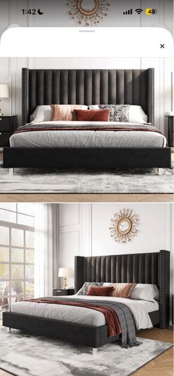 Black king size bed frame