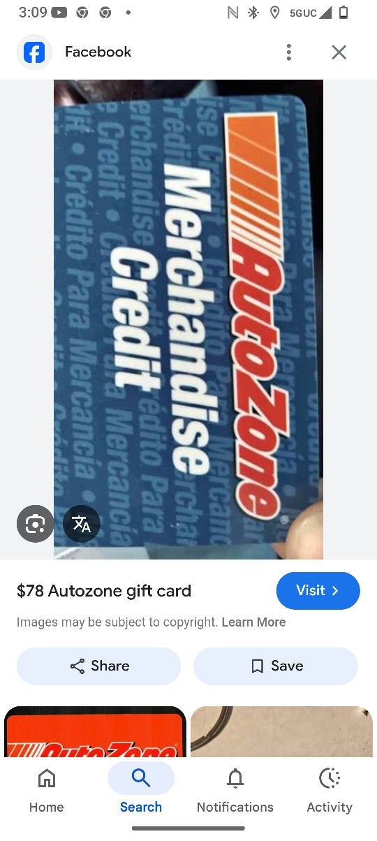Auto Zone Gift Card