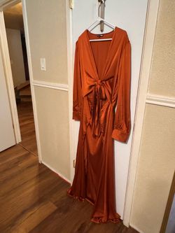 Bronze satin maxi dress XL