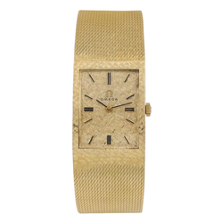 Unisex Omega Vintage 14K Yellow Gold Automatic Watch with Mesh Band and Gold Dial. (Pre-Owned)
