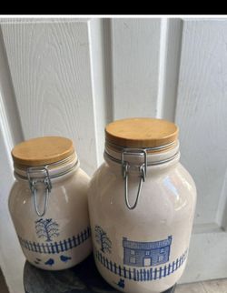 Vintage Crock shop Santa Ana canister set