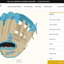 Custom Ice Cream Glove | Infield, Outfield, Pitcher | Baseball & Softball  