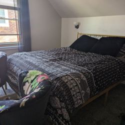 Queen Mattress & Gold Bed Frame