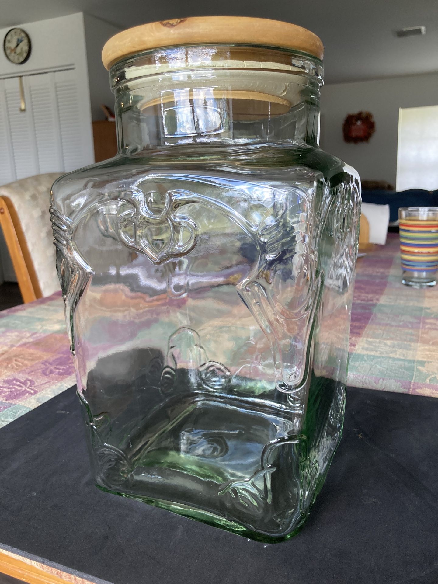Used Vintage Clear Glass Jar With Lid