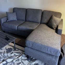 Modern Dark Gray Living Spaces Sofa with Reversible Chaise