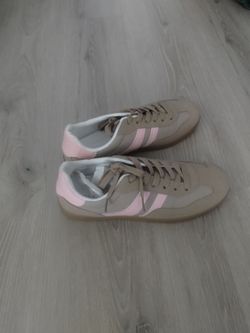 Beige and Pink Low-Top Sneakers