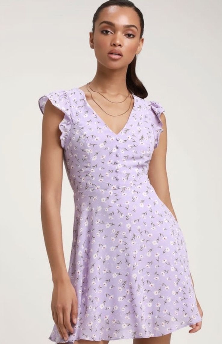 Lulus Violet Flower Print Dress