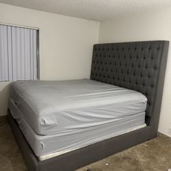 Modern King Size Bed Frame w/ 6FT Tall Headboard