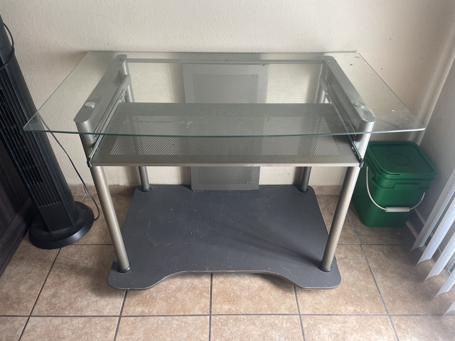 Modern Glass Top Computer Desk