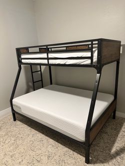 Twin over full bunk bed with mattresses