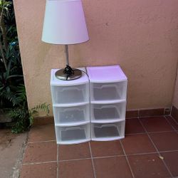 Lamp and Plastic Drawers $25