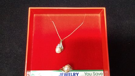 10k pearl pendant chain and pearl Ring Jewelry bundle