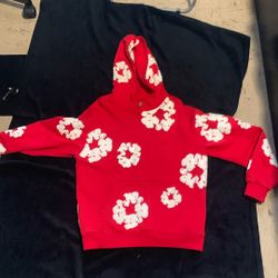 Red White Denim Tear Sweater 