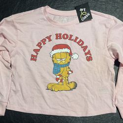 Girls Garfield Happy Holidays Long Sleeve Shirt New