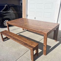 Custom Handmade Farmhouse Table + 2 Benches | Made to Order | Color Choice Included