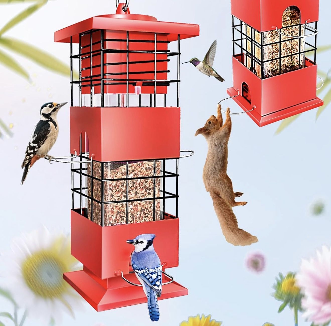 New Bird Feeder Squirrel Proof for Outdoors Hanging, 3Lbs Metal Heavy Duty Birdfeeder