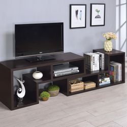 Convertible TV Console and Bookcase Black 