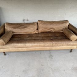 Poly and Bark Full Grain Leather Couch 
