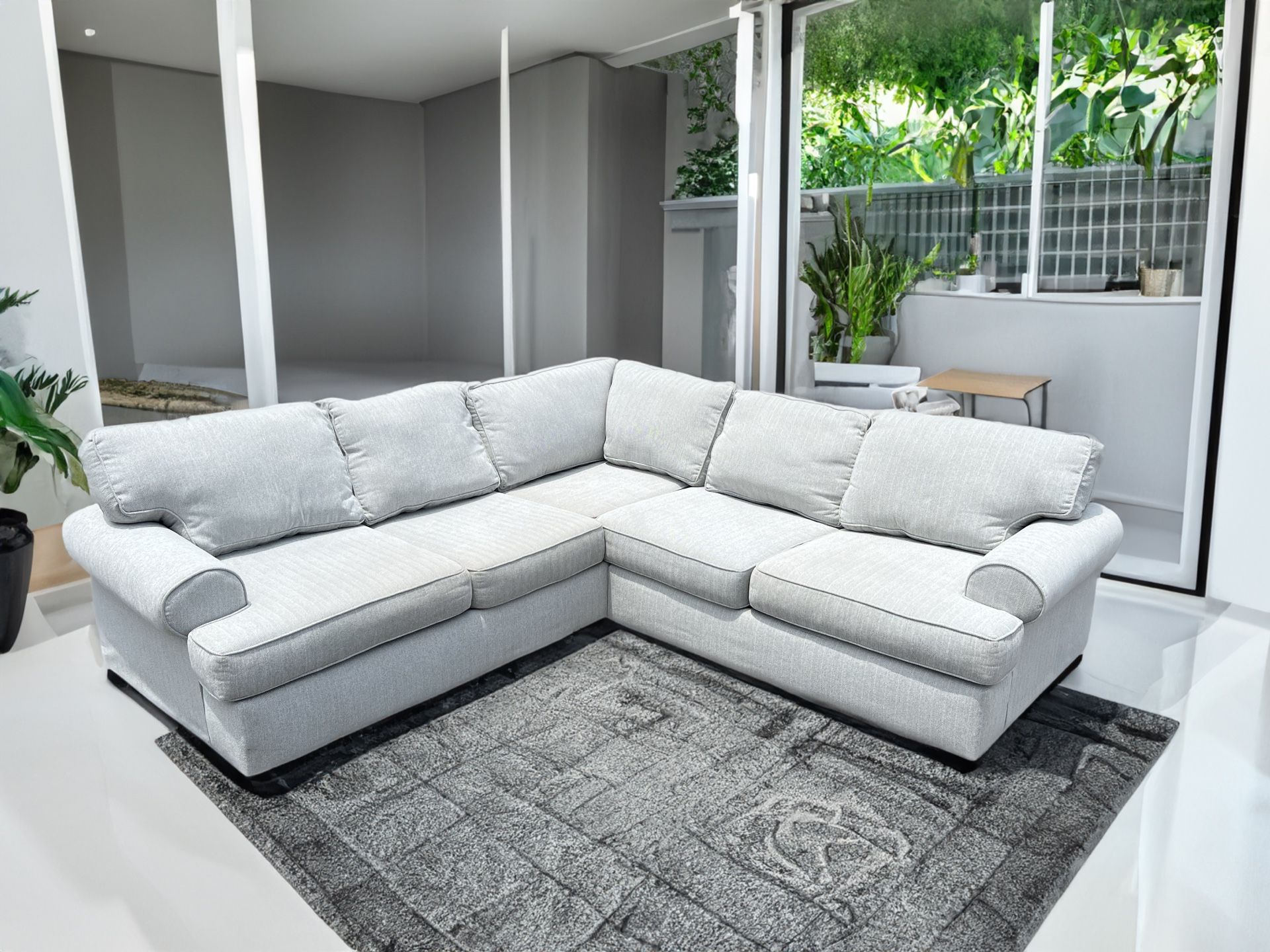 Light Gray Sectional - Extra Deep / Couch / Sofa, FREE Delivery