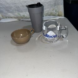 Two Coffee Cups and a Travel Mug