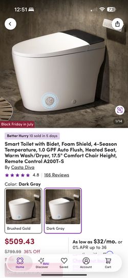 Brand New Smart Toilet w/ Bidet, Heated Seat, Auto Flush & Dryer – Casta Diva A200T-S