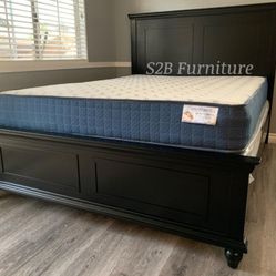 Ck Black Alina Bed With Orthopedic Mattress!