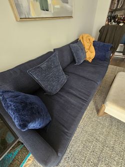 Navy Blue Fabric 3-Seater Sofa