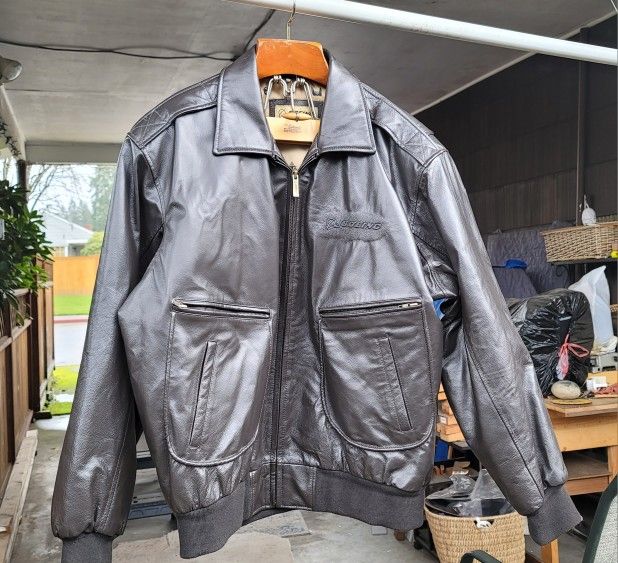 Vintage Boeing McDonnell Douglas Brown Leather Bomber/Aviator Jacket, Men's Size 2XL, Beautiful Condition 