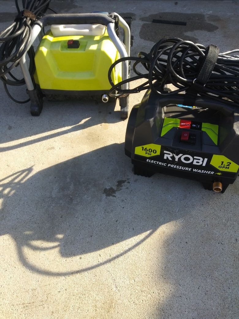 Ryobi electric pressure washers only no hose or attachments both tested and work great