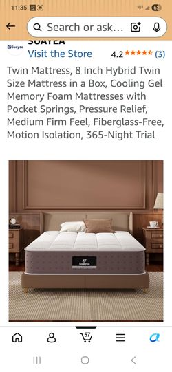 BRAND NEW-UNUSED-UNOPENED Twin Mattress, 8 Inch Hybrid Twin Size Mattress in a Box, Cooling Gel Memory Foam Mattresses with Pocket Springs, Pressure R