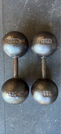 60lb vintage York Cast Iron Round Dumbbell Set