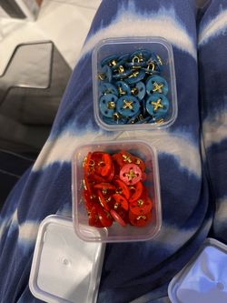 Decorative Buttons with Gold Detail – Blue and Red