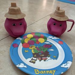 Barney Plate And Sippy Cups