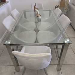 Elegant Modern Glass Dining Set (6 Chairs) – City Furniture – Excellent Condition