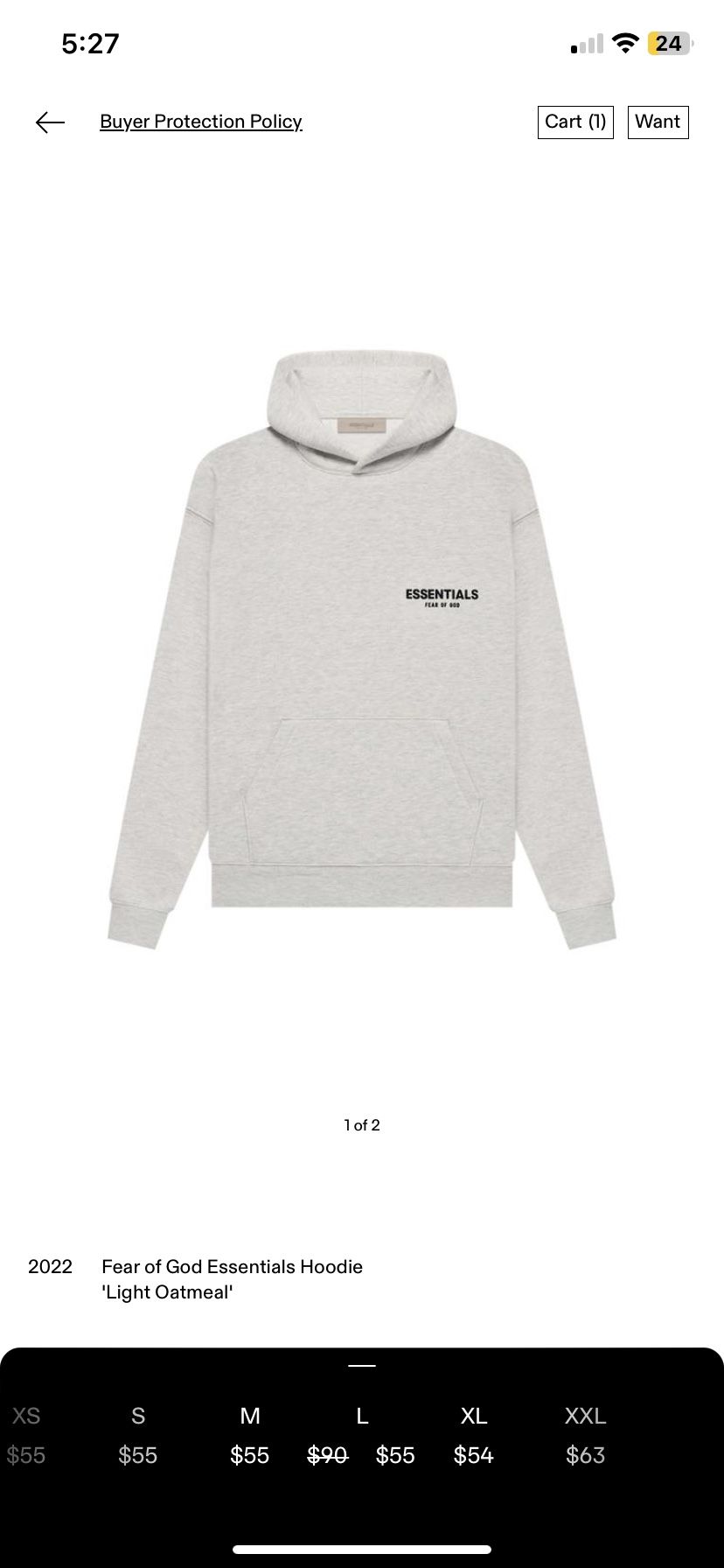 Light oatmeal Essentials hoodie Size L