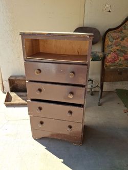 Vintage Wood Dresser with 4 Drawers
