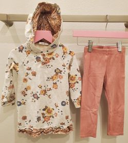 Deux Par Deux French Terry Floral Hooded Dress and Legging Set, Size 24m (86 cm)