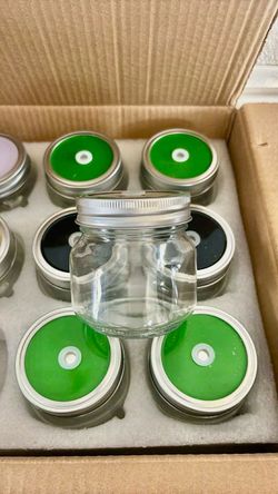 Small Glass Jars with Colored Lids – Set