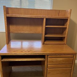 Two Pice Solid Wood Desk With Hutch