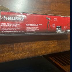 Husky 43 in. Stationary Steel Roller Stand with Edge Guide