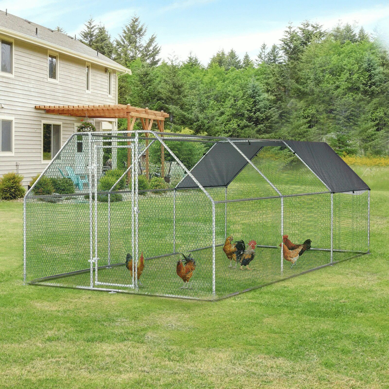 Galvanized Metal Chicken Coop Càge with Cover
