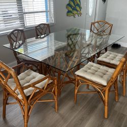 ITALIAN RATTAN DINING TABLE SET
