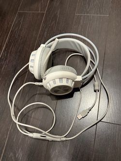 White Wired USB PC Gaming Headset